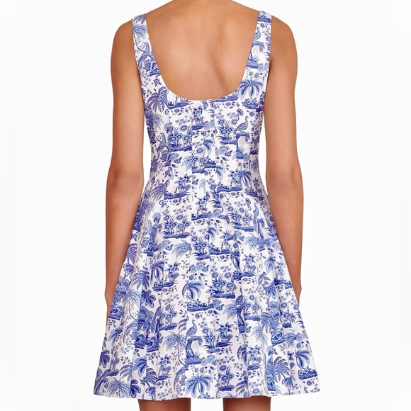 🌺🎉HP🎉🌺 NWT Staud Wells Mini Dress Blue Toile - Picture 6 of 16